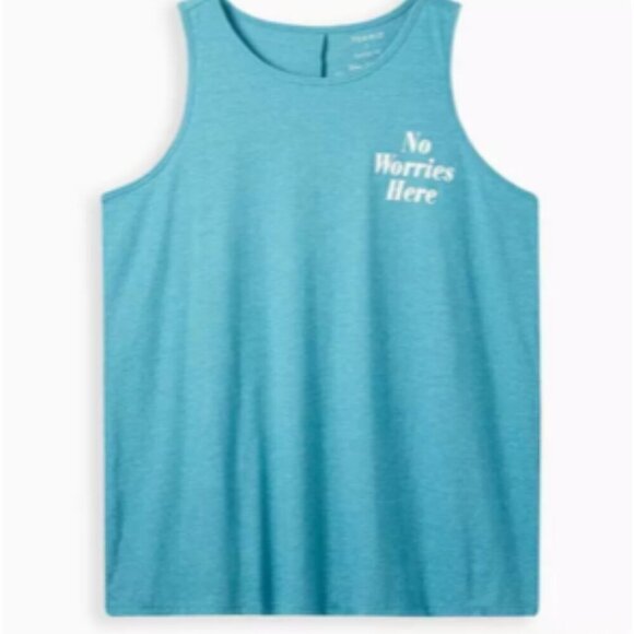 Torrid Everyday Tank – Signature Jersey “No Worries Here” in Blue – Torrid 2 - Picture 1 of 6